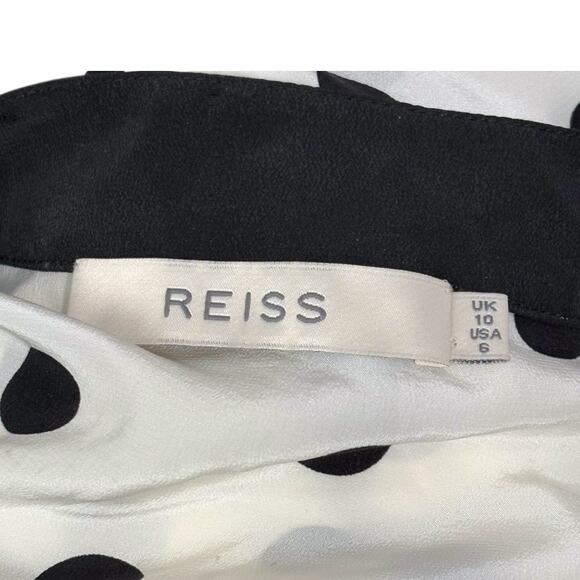 Reiss Long Sleeve Mini Dress - White with Black Polka Dots - Size 6 - Picture 16 of 16